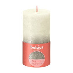 Bolsius Bougie bloc rustique 130/68 Sunset Soft Pearl et Champagne