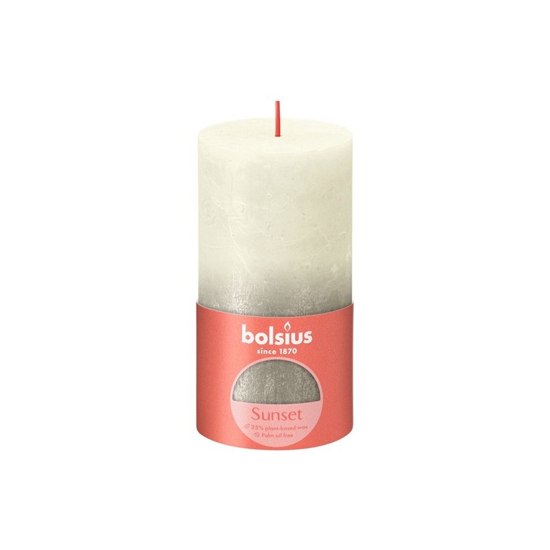 Bolsius Bougie bloc rustique 130/68 Sunset Soft Pearl et Champagne