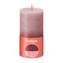 Bolsius Sunset Collection Bougie bloc rustique 130/68 Sunset Cendre Rose et Rouge