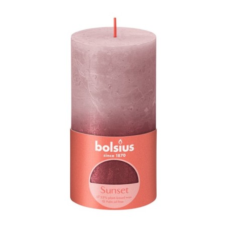 Bolsius Sunset Collection Bougie bloc rustique 130/68 Sunset Cendre Rose et Rouge