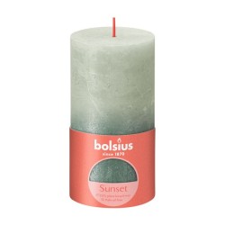 Bolsius Rustiek stompkaars 130/68 Sunset Foggy green en Oxid blue