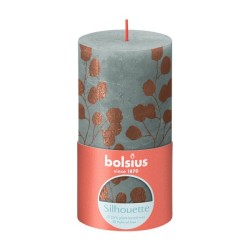 Bolsius Rustiek stompkaars 130/68 Eucalyptus Green en rusty pink Silhouette
