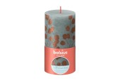 Bolsius Bougie bloc rustique 130/68 Eucalyptus Vert et rose rouille Silhouette