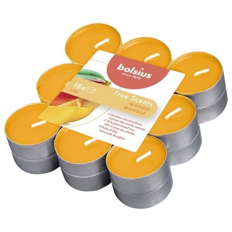 Les bougies chauffe-plat parfumées Bolsius 4 heures contiennent un 18ème True Scents Mangue