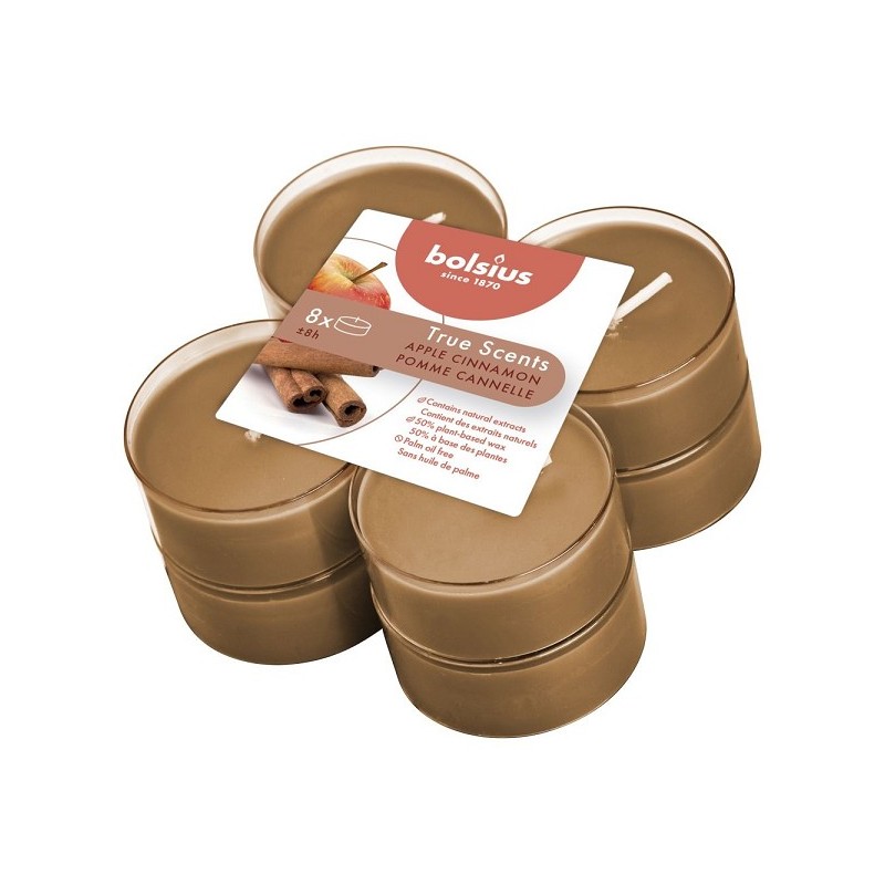 Bolsius Geur maxitheelichten 8 uur pak a 8stuks True Scents Apple Cinnamon