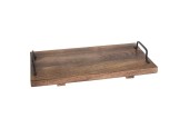 Plateau de service en bois de manguier avec poignées en métal 40,4x22cm