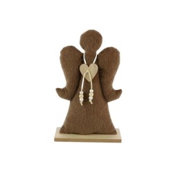 Beeld Engel textiel 15,5x6x25,5cm Bruin