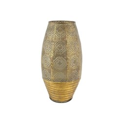 Lanterne Jadida en métal doré dia14x27cm avec verre pour bougie