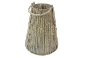 Lantaarn Vinslo van touw met glas voor kaars dia12,5x29cm naturel