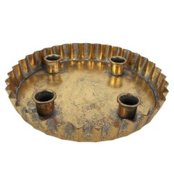 Bougeoir Gingda métal dia23x3.5cm or antique