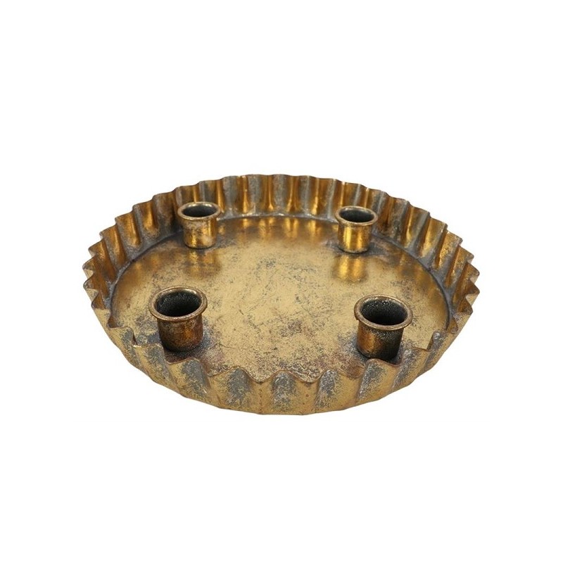 Kandelaar Gingda metaal dia23x3.5cm antiek goud