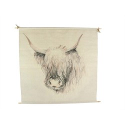 Wanddecoratie doek Hooglander 70x70x1.2cm