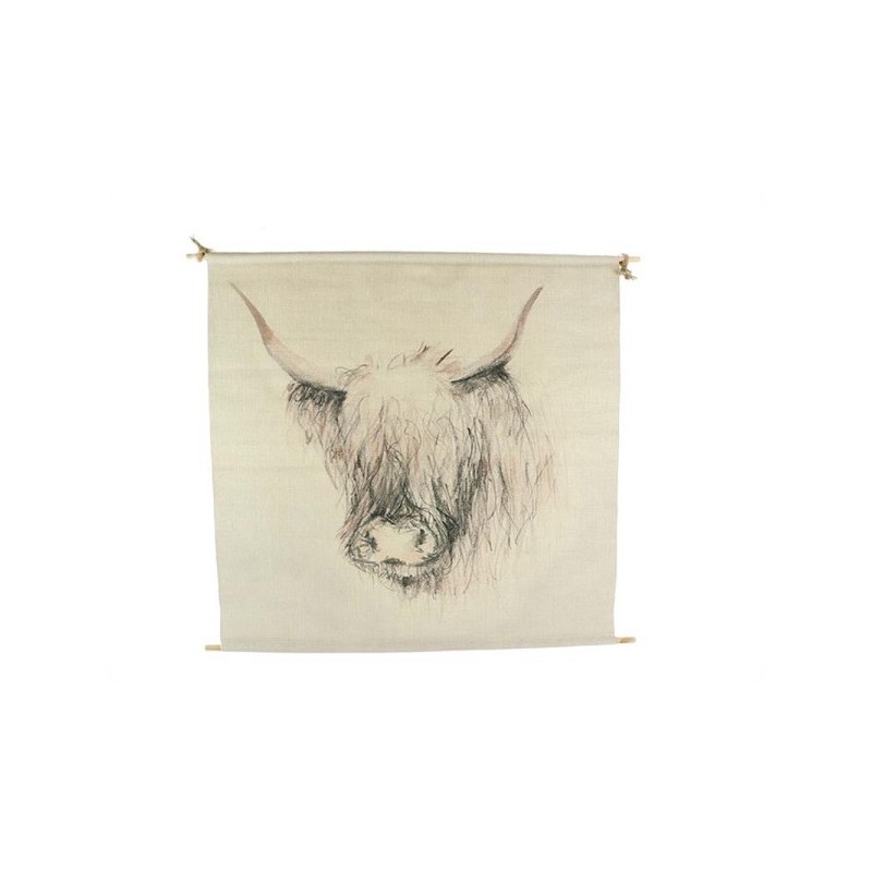 Wanddecoratie doek Hooglander 70x70x1.2cm