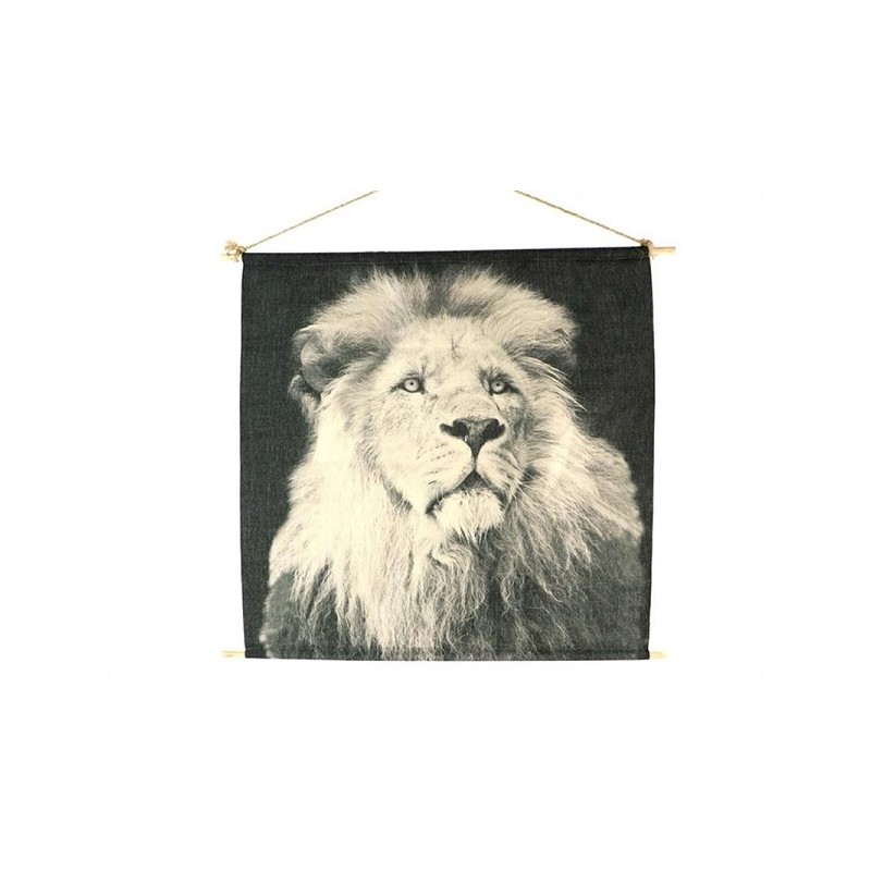 Décoration murale tissu lion 70x70x1,2cm