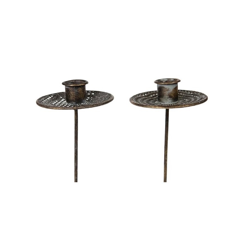 Dijk Natural Collections Kandelaar op pin van metaal Ø8.5x18.5cm antiek zwart