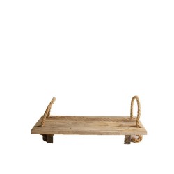 Dijk Natural Collections Dienblad hout met handvaten van touw 37x16x5cm antiquelook