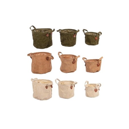 Dijk Natural Collections Paniers textiles en 3 parties Ø29x26cm en 3 couleurs assorties