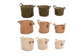 Dijk Natural Collections Paniers textiles en 3 parties Ø29x26cm en 3 couleurs assorties