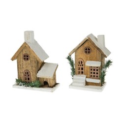 Dijk Natural Collections Huis met verlichting 16x8-9x20cm werkt op batterijen 2 assorti dessins