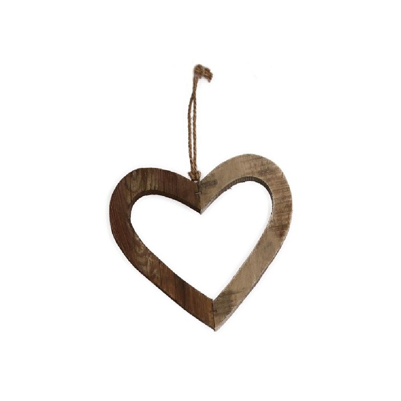 Dijk Natural Collections Hangornament hart antique look hout 28x28x1.7cm naturel