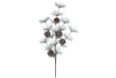 Branche de pin enneigée avec pommes de pin 90cm