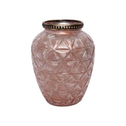 Photophore verre Karatal 14cm or rose