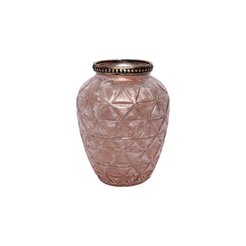 Photophore verre Karatal 14cm or rose