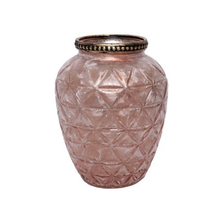 Photophore verre Karatal 14cm or rose