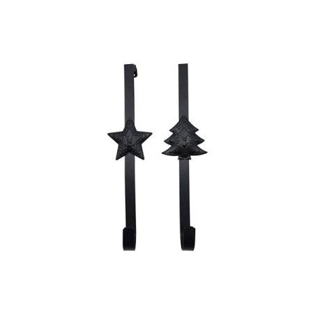 Crochet couronne pour porte à feuillure métal 29cm noir 2 motifs assortis