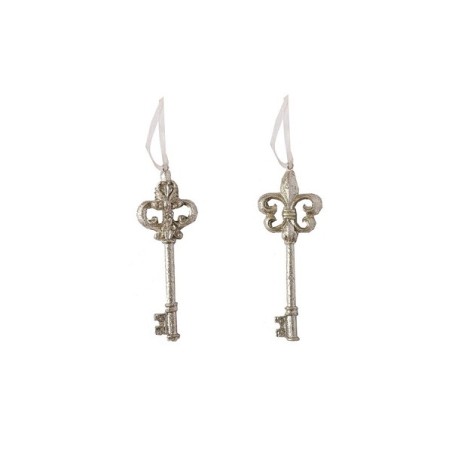 Pendentif clé de Noël 15cm blanc/or