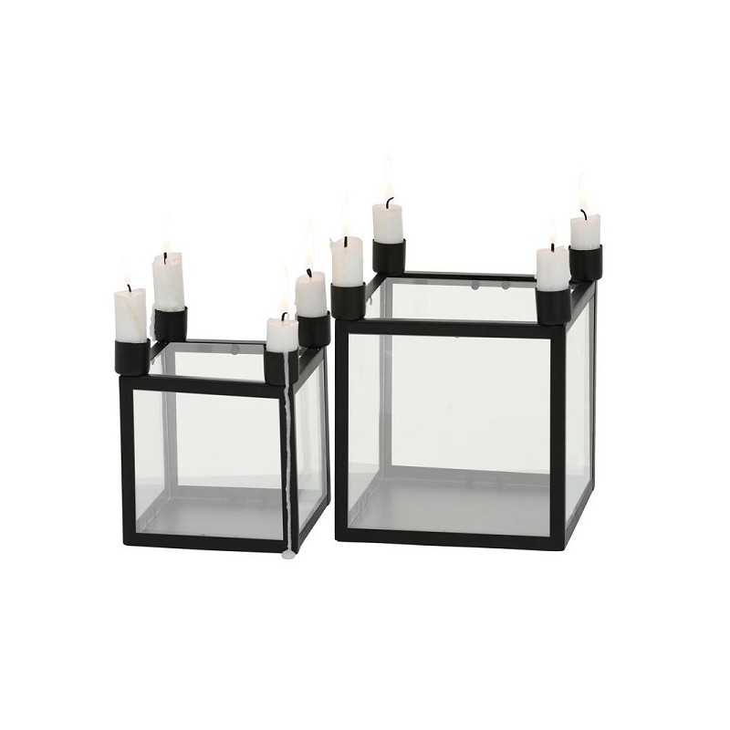 Boltze Home Bougeoir en verre set a 2 H15 et 19cm (hors bougies)