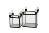 Boltze Home Bougeoir en verre set a 2 H15 et 19cm (hors bougies)