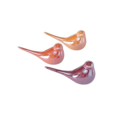 Boltze Home Bird perly brillant H8cm L16cm céramique orange/rouge