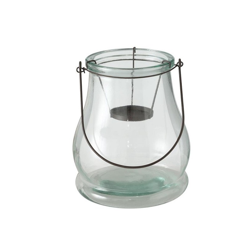 Boltze Home Photophore Claire H26cm verre transparent avec support métal pour bougie chauffe-plat