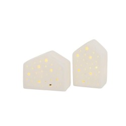 Boltze Home Windlicht huisje LED H10cm porselein