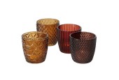 Boltze Home Photophore verre 4 pièces marron Marilu H7cm