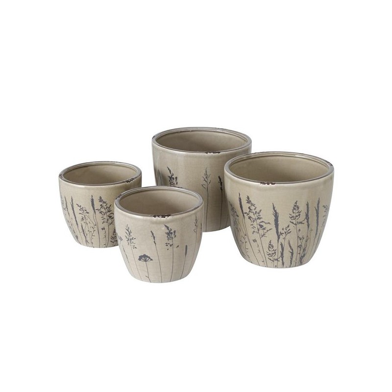 Boltze Home Bloempot set a 2 Gräser H11 en14cm stoneware
