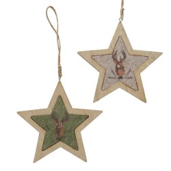 Boltze Home Cintre décoratif étoile 13 cm cerf Rudolf MDF/feutre
