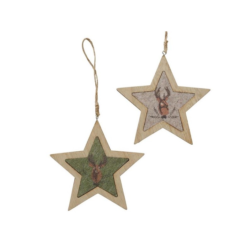 Boltze Home Cintre décoratif étoile 13 cm cerf Rudolf MDF/feutre