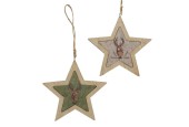 Boltze Home Cintre décoratif étoile 13 cm cerf Rudolf MDF/feutre
