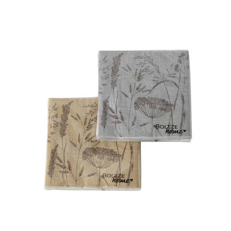 Boltze Home Serviettes Lin 33x33cm 20 pièces disponibles en beige ou gris