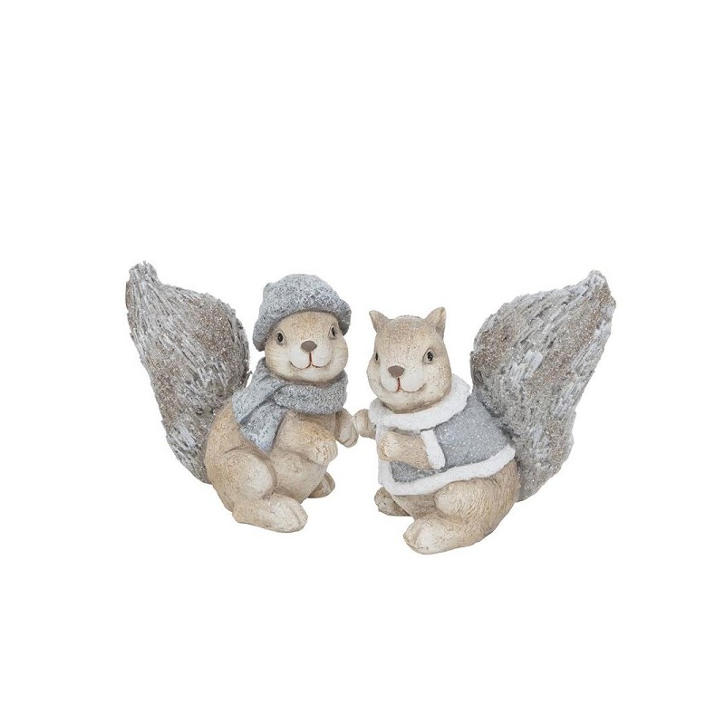 Boltze Home Ecureuil résine synthétique H15cm gris-marron
