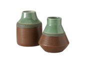 Boltze Home Vaas Noella H15cm Dia14cm Stoneware bruin/grioen