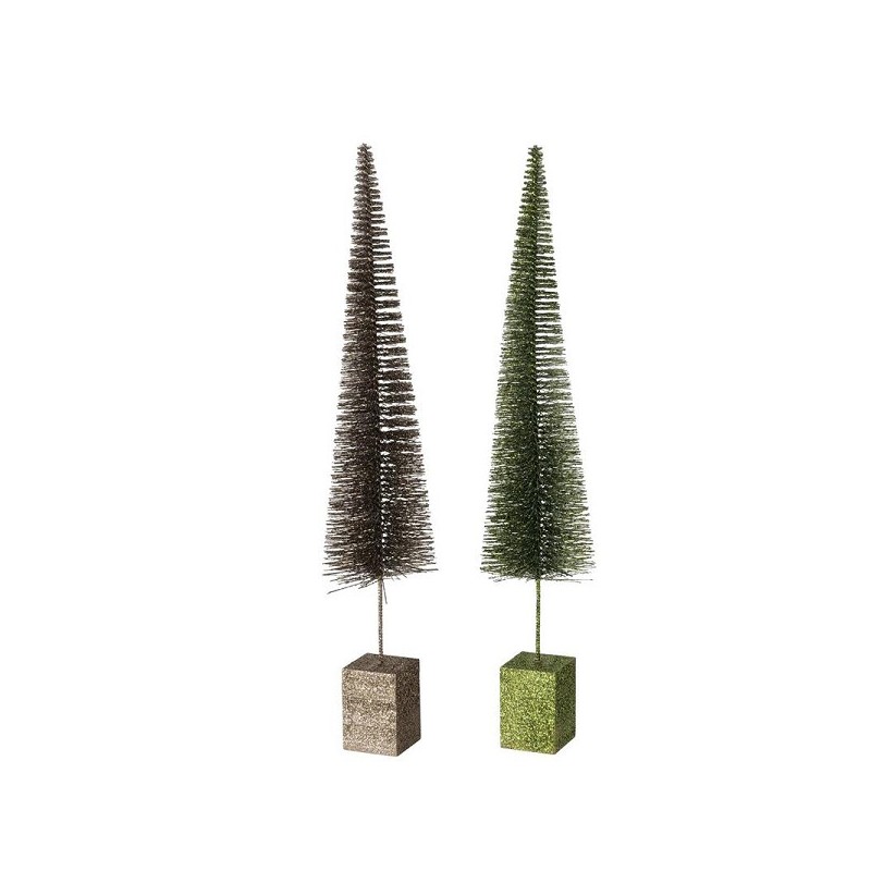Boltze Home Sapin de Noël Tarvo pailleté H60cm dia11cm marron/vert