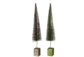 Boltze Home Kerstboom Tarvo glitter H60cm dia11cm bruin/groen