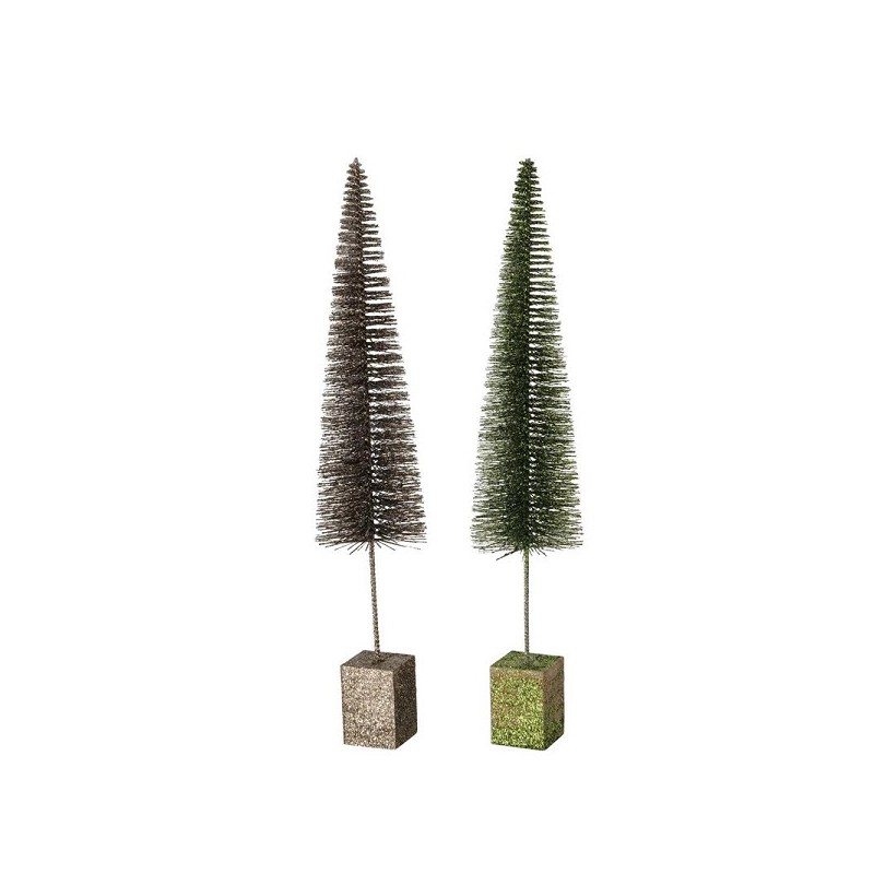 Boltze Home Kerstboom Tarvo glitter H50cm dia11cm bruin/groen