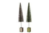 Boltze Home Kerstboom Tarvo glitter H50cm dia11cm bruin/groen