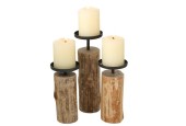 Boltze Home Chandelier bois set a 3 H14-17 et 22cm dia 8cm (hors bougies)