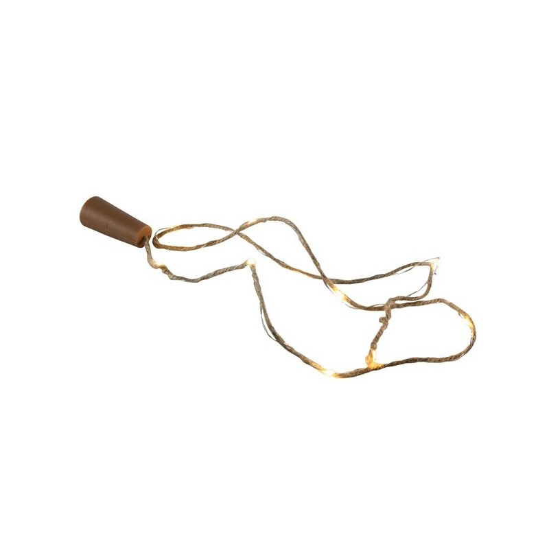 Flessenstop mep kurk met touw en 10 LED lamp verlichting warm wit 3xLR44 (incl) 100cm