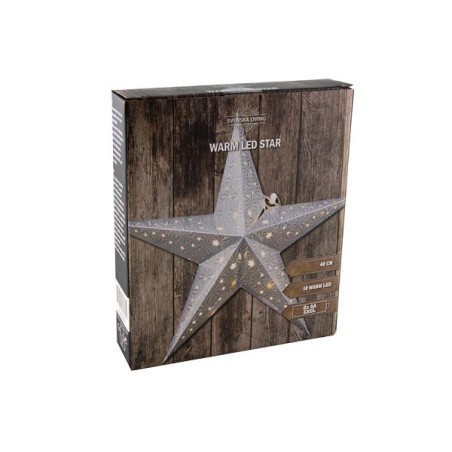 Étoile 40cm de papier argenté avec 10 lampes LED blanc chaud 2xAA (hors piles)